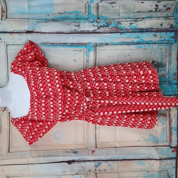 Lane Bryant Red Eyelet Ruffle Off The Shoulder Romper - Picture 4 of 9